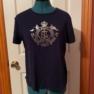 Ralph Lauren navy with gold crest  t-shirt size large